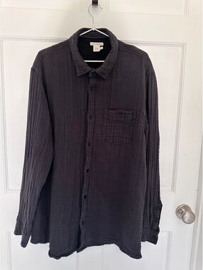 Dark Charcoal Gray Cotton Gauze Shirt by Carbon2Cobalt Size XLT